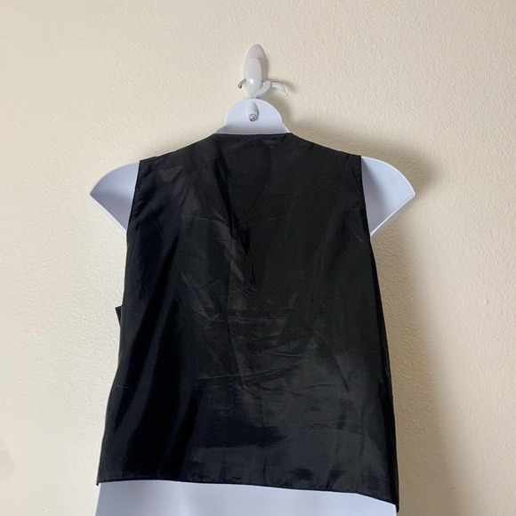 SANTA FE Womens Leather Suede Vest L Fringe Bohemian Black Button Up Sleeveless - Picture 6 of 9